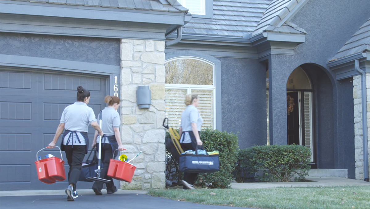 Ladies walking to house